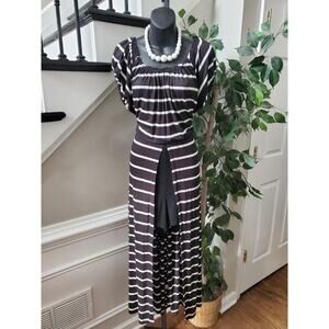 Loralette Women's Black & White Polyester Square Neck Short Sleeve Jumpsuit 1X